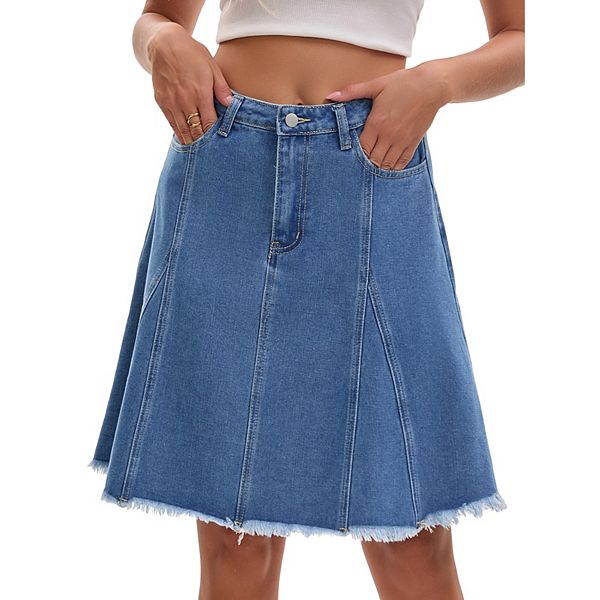 Женская джинсовая юбка a line с высокой талией, расклешенная, с карманами и необработанным краем Inspire Chic, Blue
Женская джинсовая юбка a line с высокой талией, расклешенная, с карманами и необработанным краем Inspire Chic, Blue