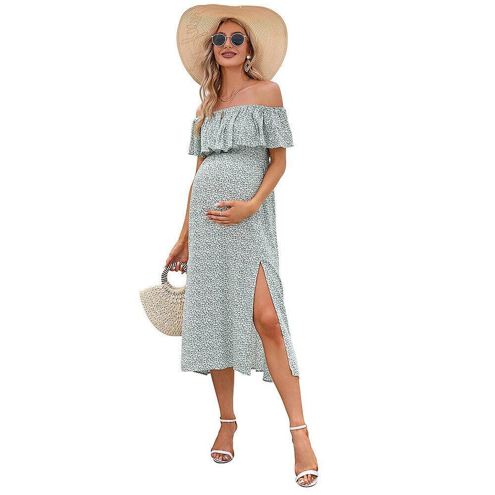 Платье для беременных Женское повседневное платье макси с открытыми плечами и разрезом MISSKY, цвет Light Green
Платье для беременных Женское повседневное платье макси с открытыми плечами и разрезом MISSKY, цвет Light Green