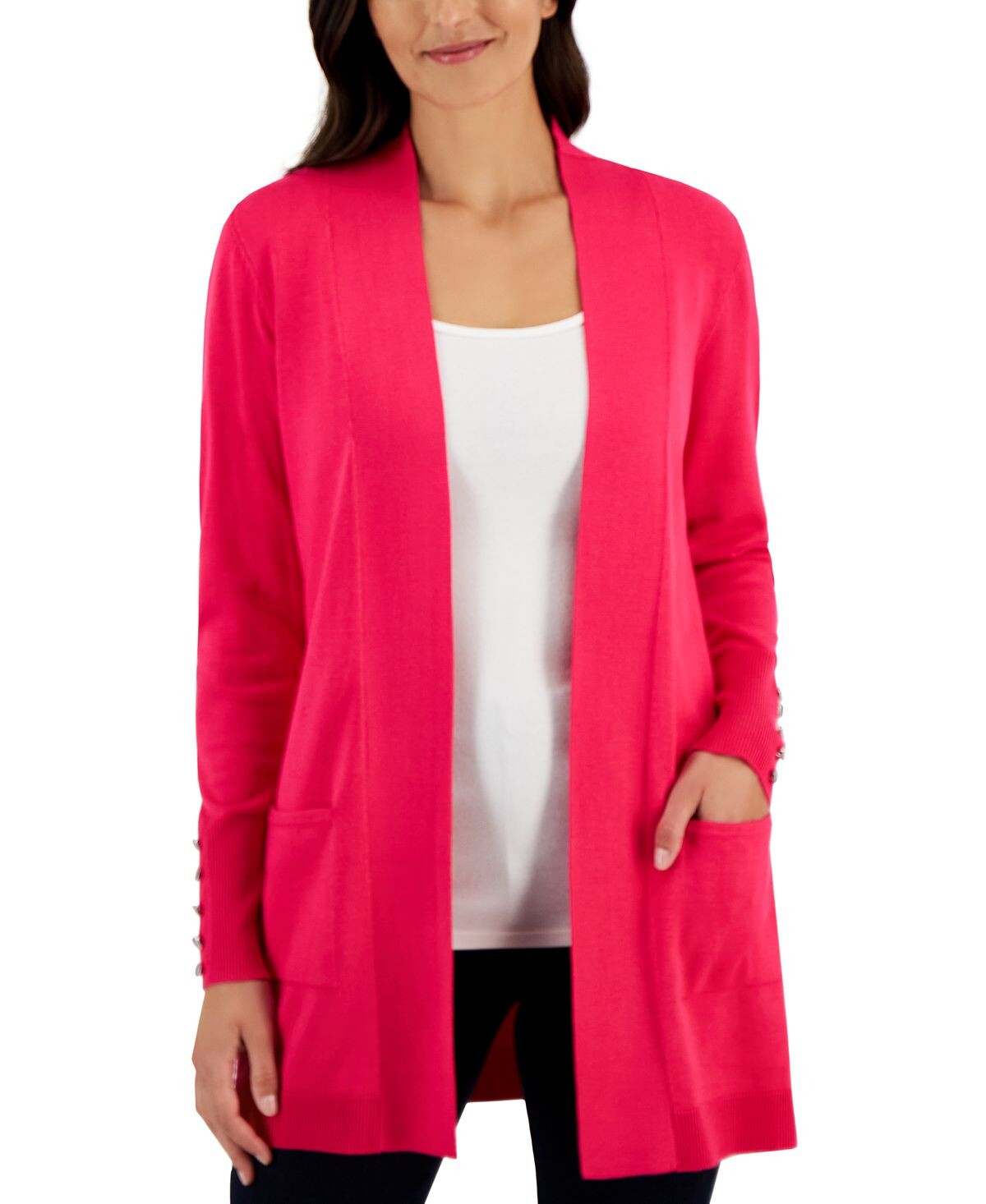 Женский кардиган с отстегивающимися рукавами на пуговицах JM Collection
Женский кардиган с отстегивающимися рукавами на пуговицах JM Collection