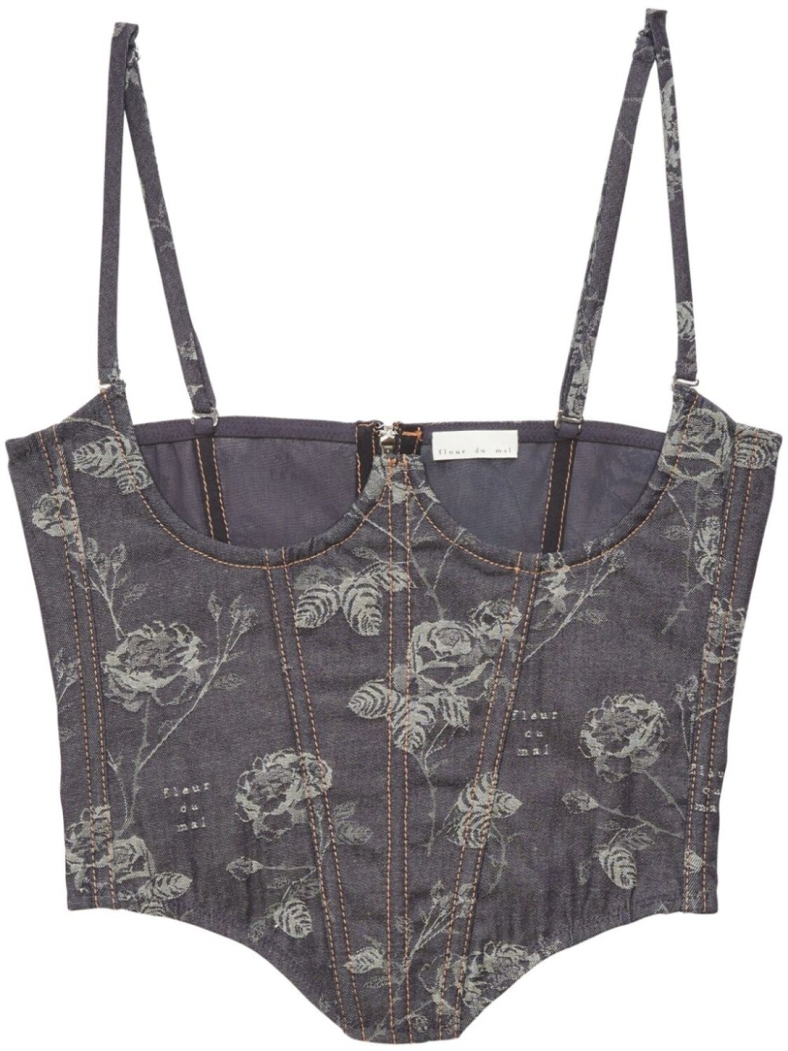 Fleur Du Mal жаккардовый топ-бюстье, синий 
Fleur Du Mal жаккардовый топ-бюстье, синий