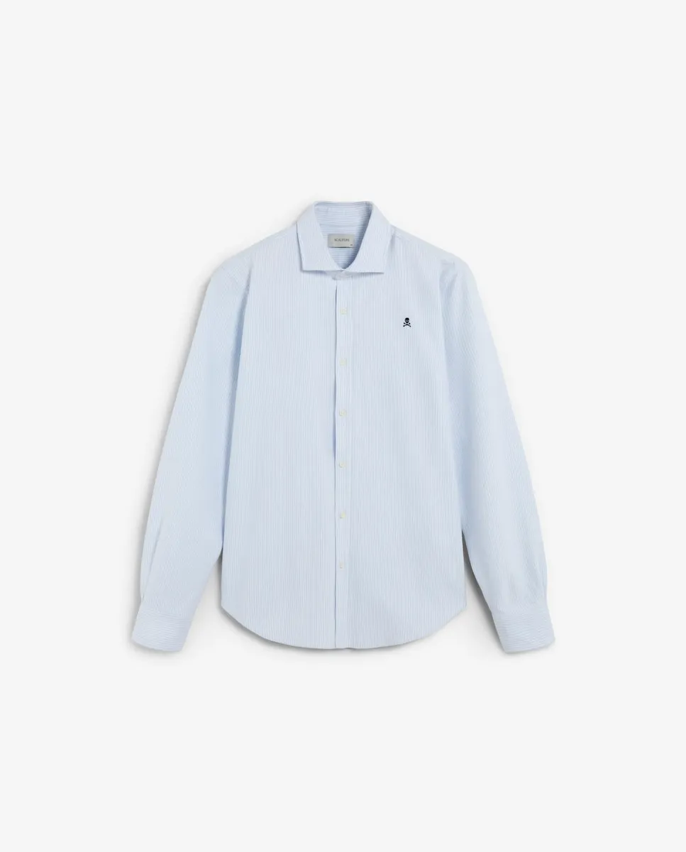 Мужская хлопковая рубашка с закругленным низом Scalpers, синий/белый
Мужская хлопковая рубашка с закругленным низом Scalpers, синий/белый