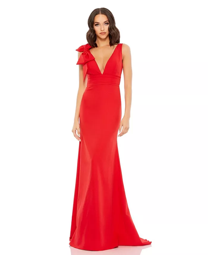 Женское платье-русалка с V-образным вырезом и бантом, без рукавов Mac Duggal, красный
Женское платье-русалка с V-образным вырезом и бантом, без рукавов Mac Duggal, красный