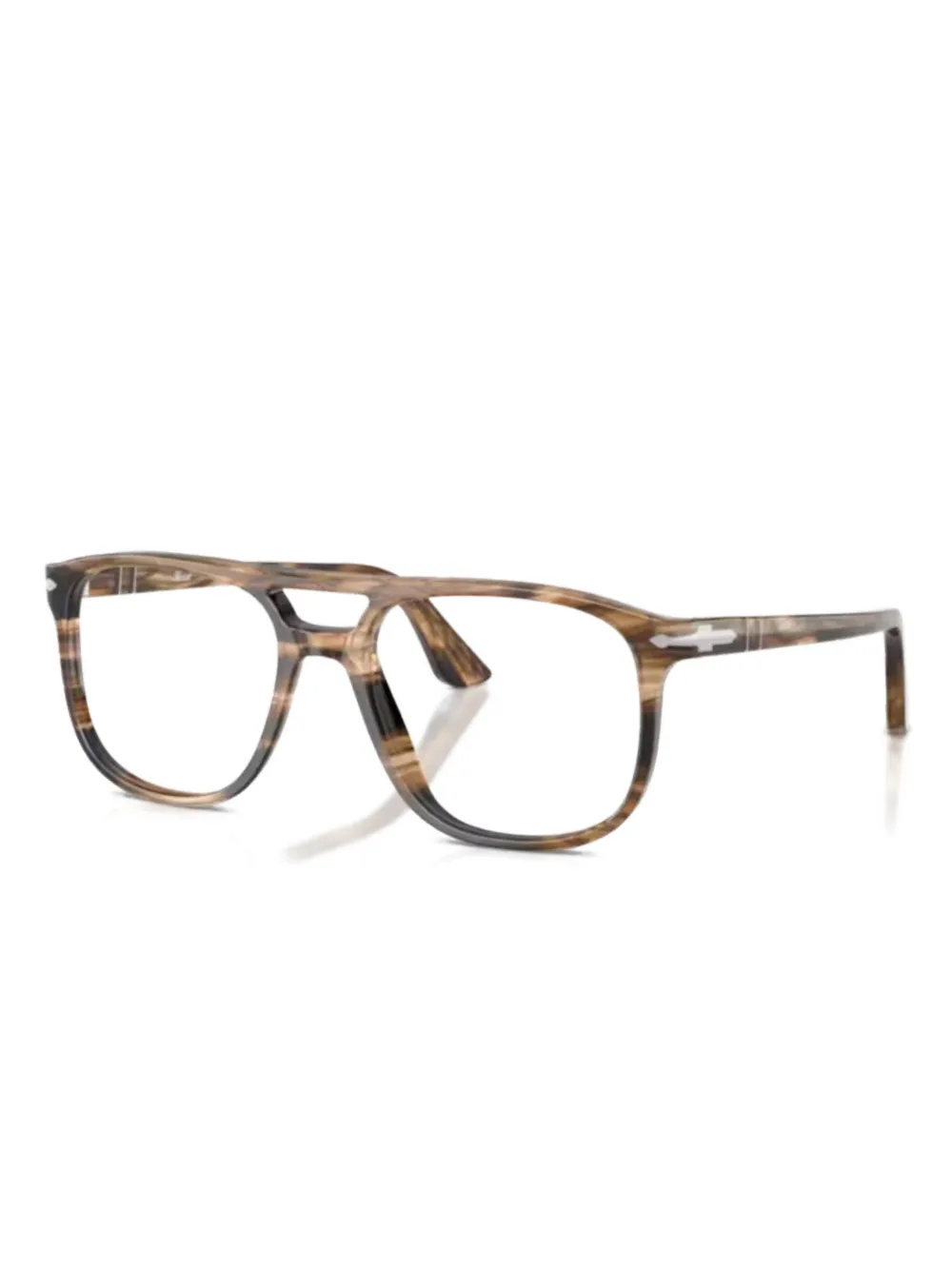 Очки с геометрической оправой в полоску Persol, коричневый
Очки с геометрической оправой в полоску Persol, коричневый