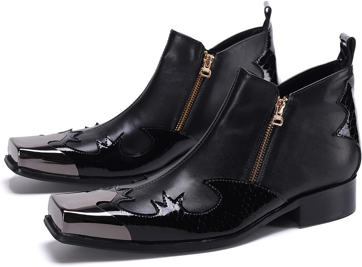 Мужские челси Santimon черные кожаные ботинки повседневные с квадратным носком, металлической отделкой и молнией, черный
Мужские челси Santimon черные кожаные ботинки повседневные с квадратным носком, металлической отделкой и молнией, черный