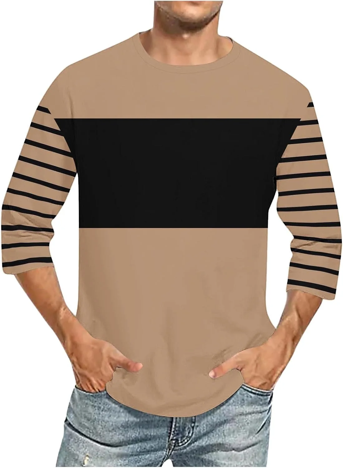 Мужская футболка с полосками и 3/4 рукавом txxeoss
Мужская футболка с полосками и 3/4 рукавом txxeoss