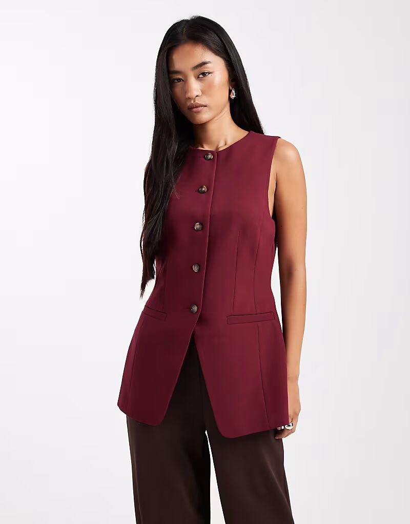 Жилет с высоким воротом и формованными бедрами сливового цвета Asos Design
Жилет с высоким воротом и формованными бедрами сливового цвета Asos Design