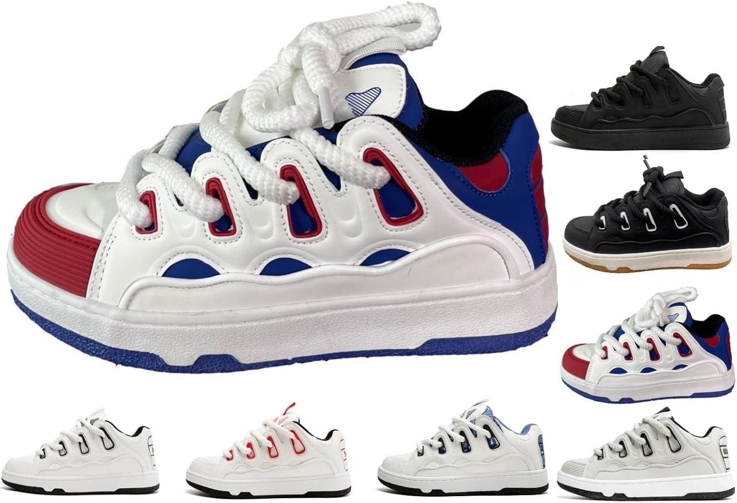 Кроссовки MACEFIL для женщин и мужчин в уличном стиле с массивной платформой, модные Y2K, повседневные, на шнуровке, скейтбордические shoes, белый/красный/синий
Кроссовки MACEFIL для женщин и мужчин в уличном стиле с массивной платформой, модные Y2K, повседневные, на шнуровке, скейтбордические shoes, белый/красный/синий