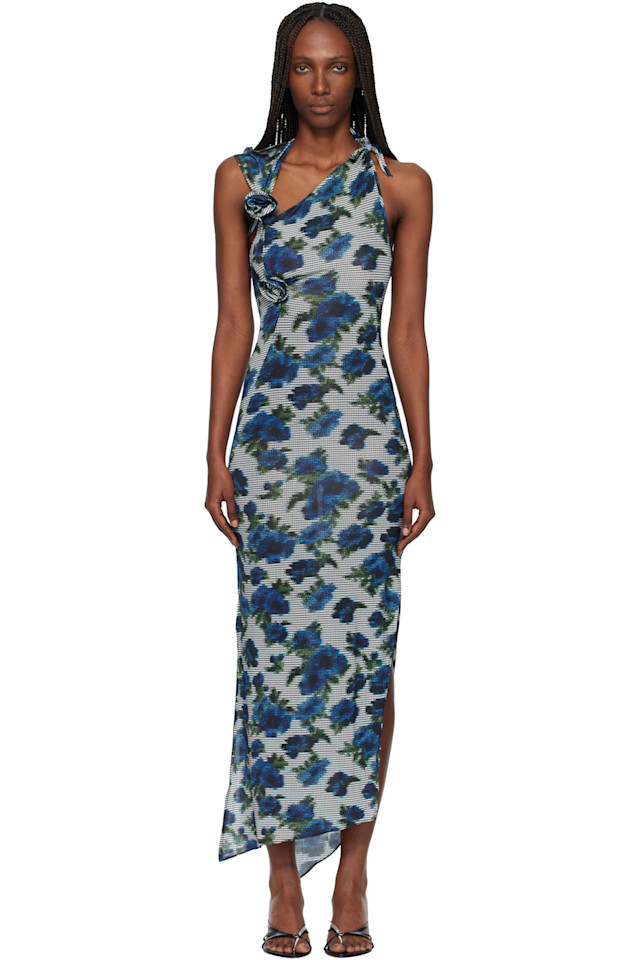 Coperni Темно-Синее платье миди с цветочным принтом
Coperni Темно-Синее платье миди с цветочным принтом