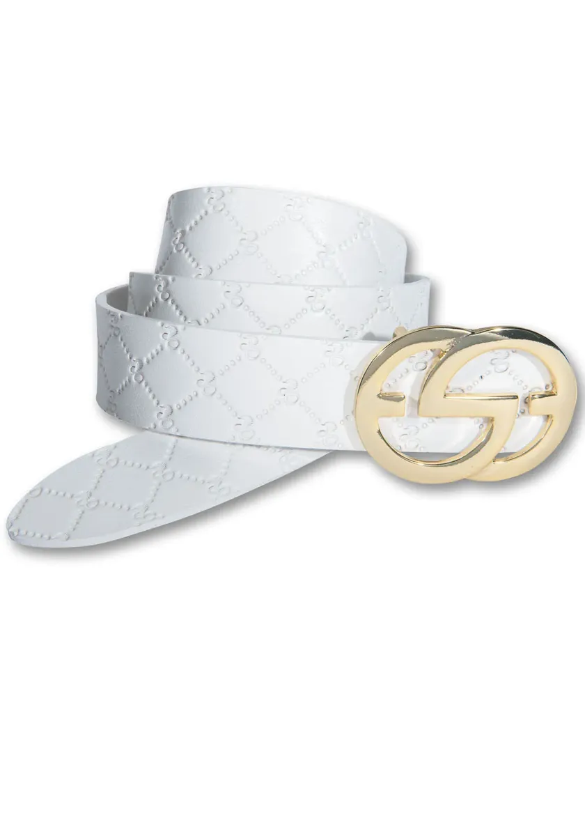 Ремень Silbergift с алмазным тиснением и графической застежкой, белый
Ремень Silbergift с алмазным тиснением и графической застежкой, белый