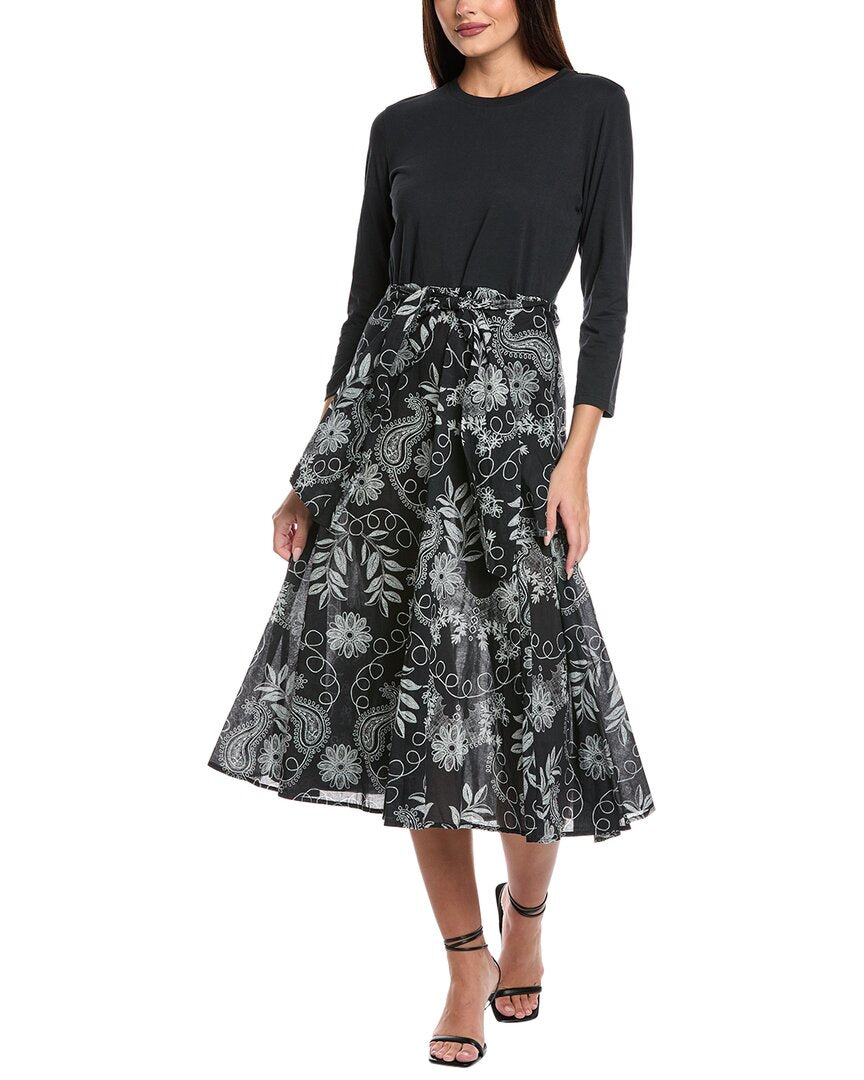 Джонни Уос Микс Медия Обертывающая Галстук Миди Платье Johnny Was, черный 
Джонни Уос Микс Медия Обертывающая Галстук Миди Платье Johnny Was, черный