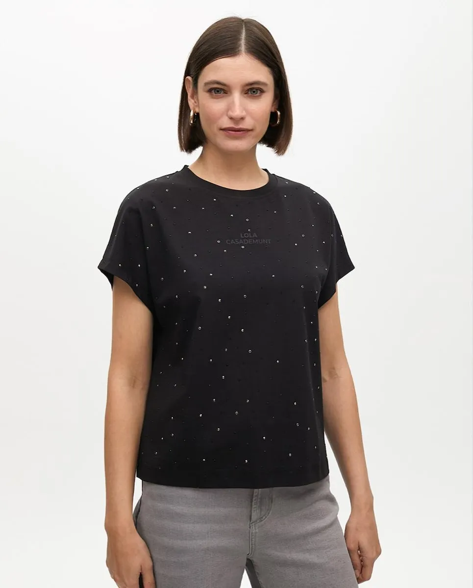 Женская футболка с коротким рукавом с декором из страз Lola Casademunt, черный
Женская футболка с коротким рукавом с декором из страз Lola Casademunt, черный