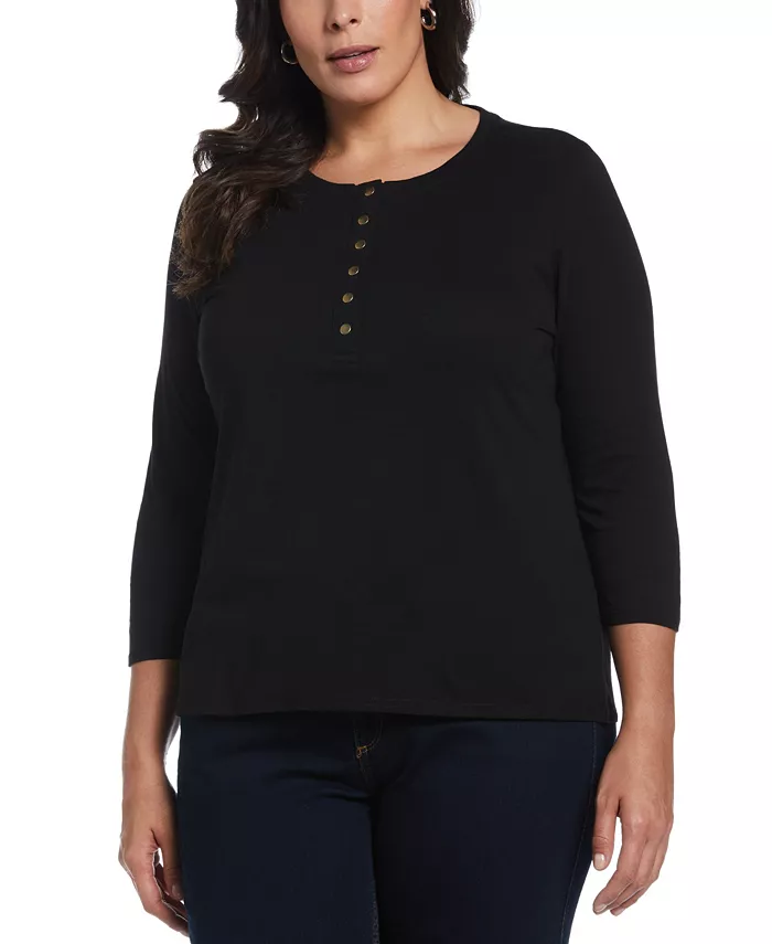 Хлопковый топ-хенли больших размеров с рукавами 3/4 ELLA Rafaella, черный
Хлопковый топ-хенли больших размеров с рукавами 3/4 ELLA Rafaella, черный