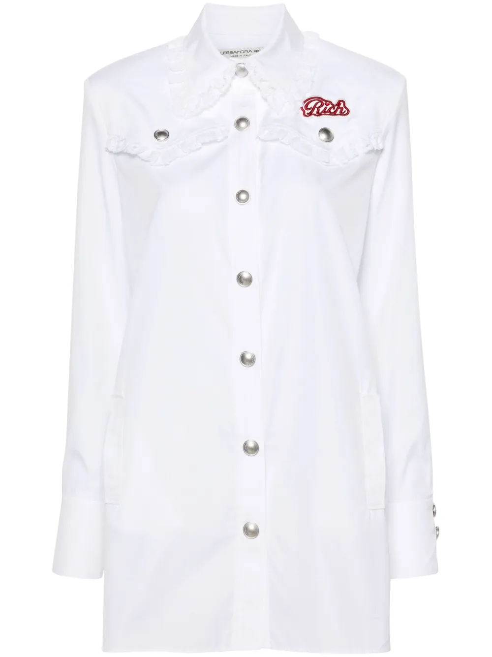 Платье мини с кружевом и нашивкой-логотипом Alessandra Rich, белый
Платье мини с кружевом и нашивкой-логотипом Alessandra Rich, белый