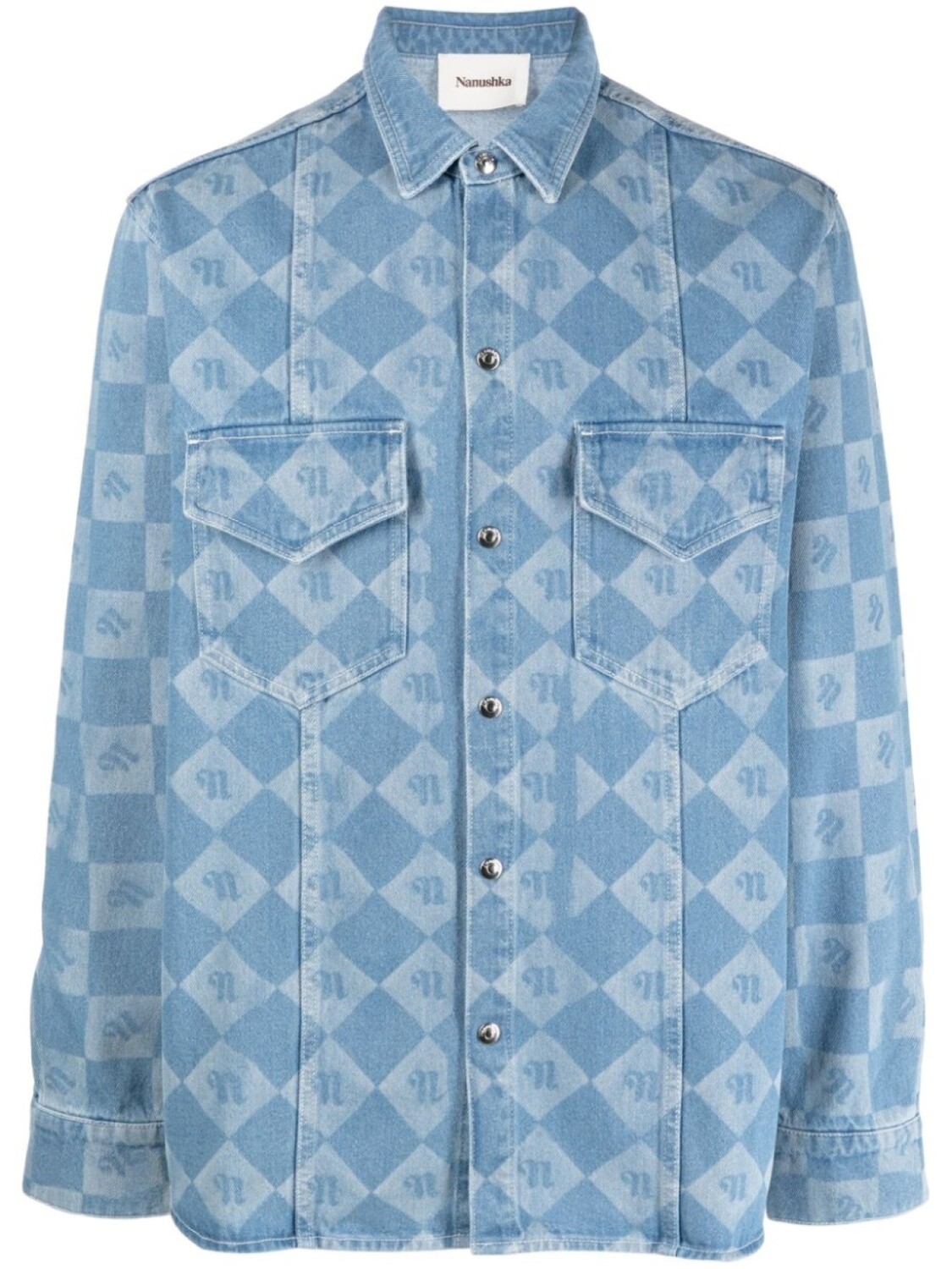 Джинсовая рубашка с монограммой Nanushka, синий
Джинсовая рубашка с монограммой Nanushka, синий