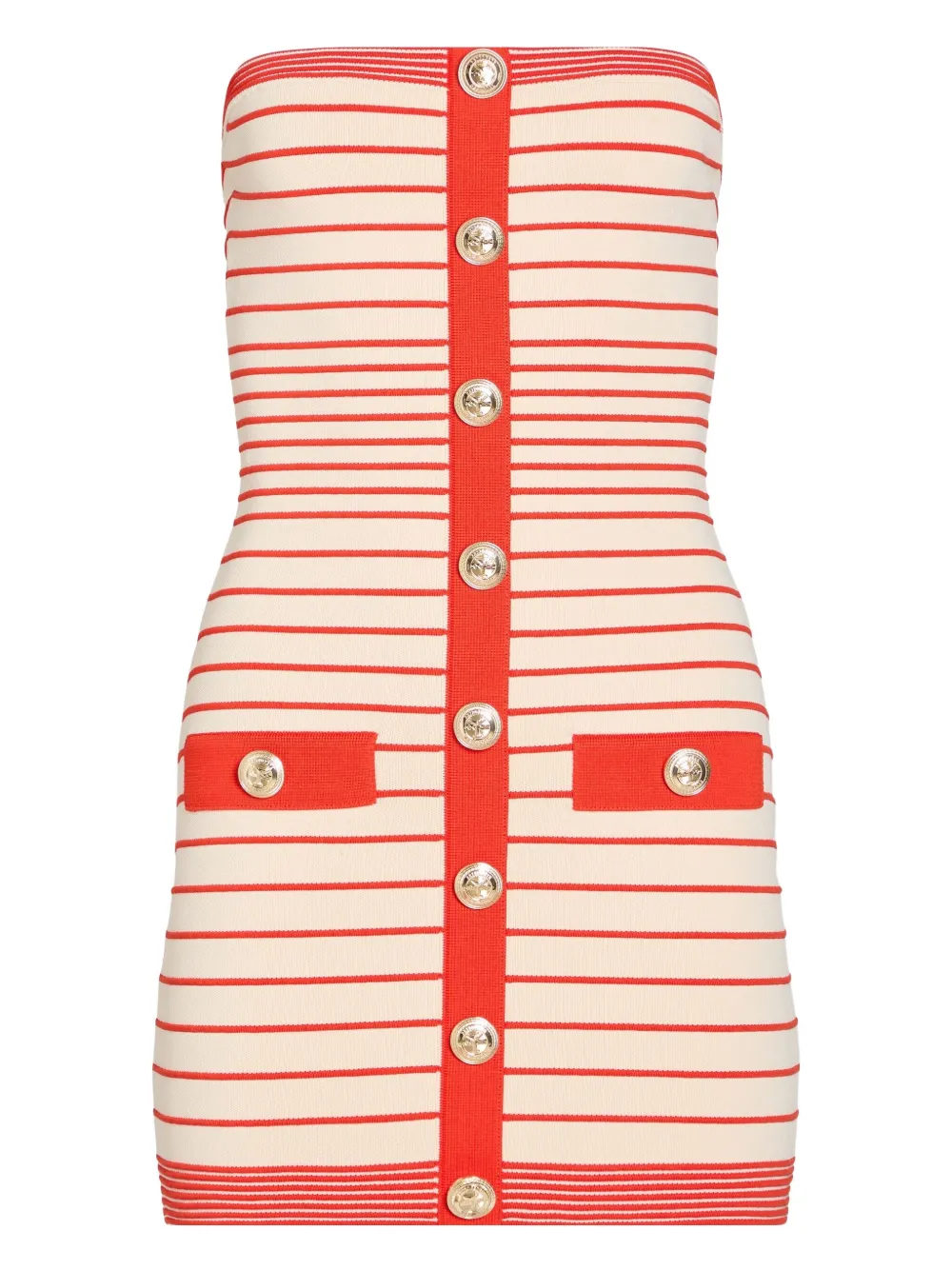 Полосатое мини-платье с пуговицами спереди Retrofete, нейтральный 
Полосатое мини-платье с пуговицами спереди Retrofete, нейтральный