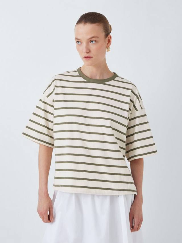 Хлопчатобумажная футболка в полоску John Lewis, хаки
Хлопчатобумажная футболка в полоску John Lewis, хаки