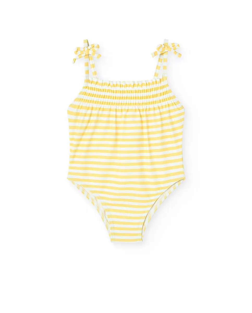 Купальник для девочки с полосатым принтом и регулируемыми бретелями Boboli, жёлтый 
Купальник для девочки с полосатым принтом и регулируемыми бретелями Boboli, жёлтый