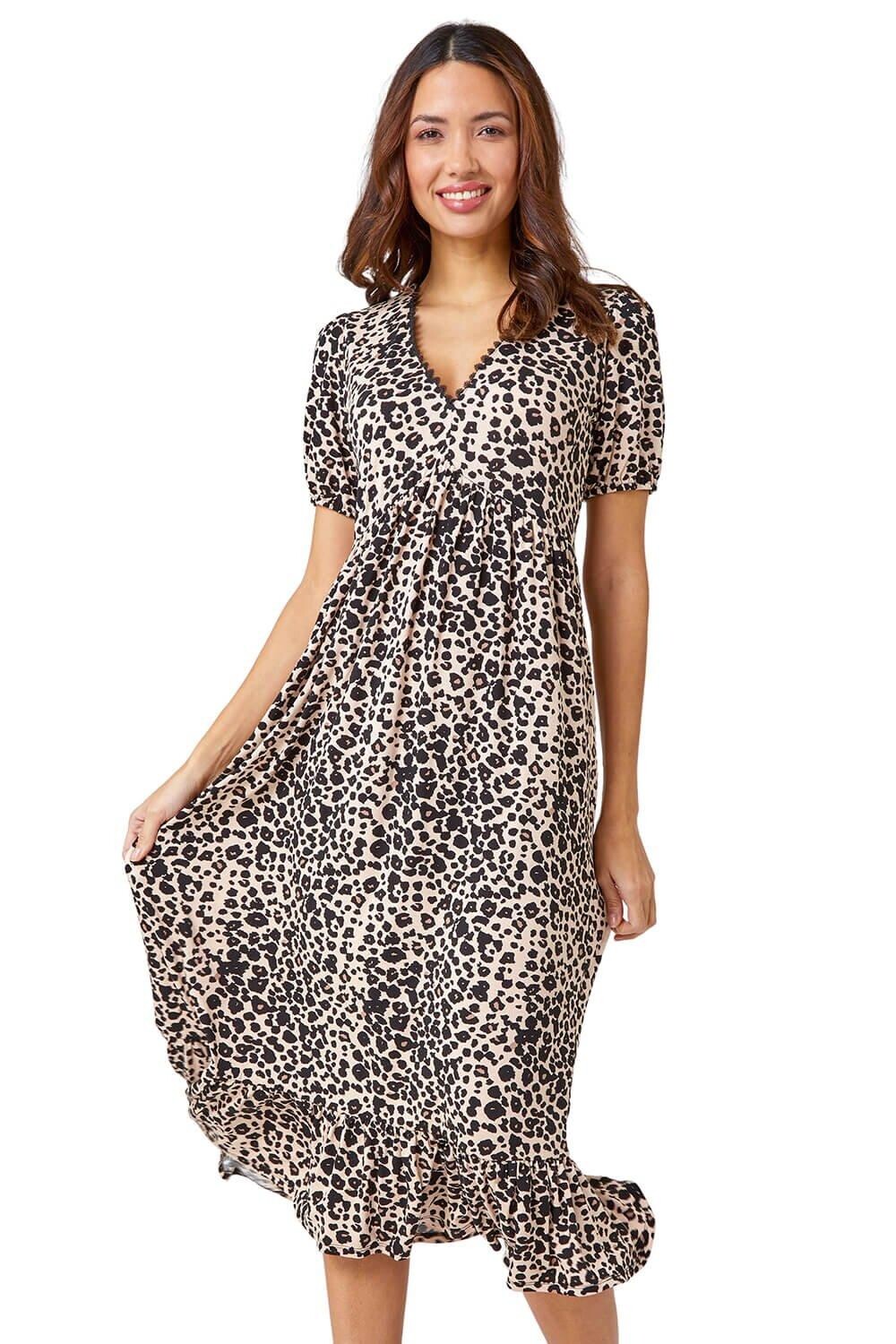 Платье миди с кружевной отделкой и животным принтом Roman, черный
Платье миди с кружевной отделкой и животным принтом Roman, черный