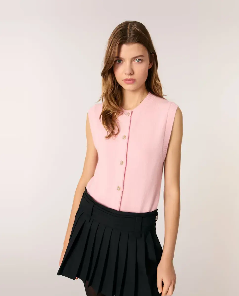 Женский шерстяной кардиган без рукавов Maje, цвет Rosa
Женский шерстяной кардиган без рукавов Maje, цвет Rosa