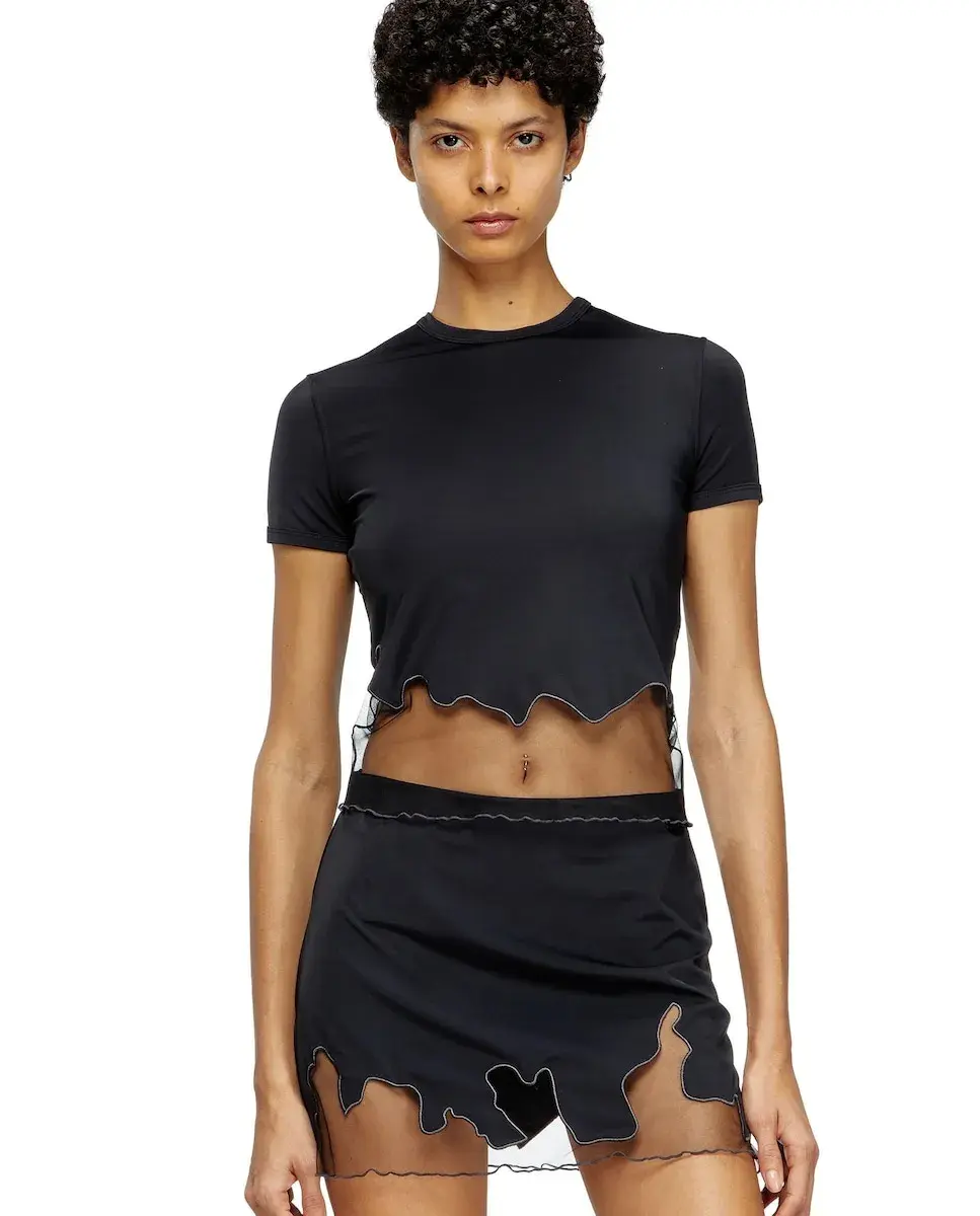 Асимметричная женская футболка DIESEL с прозрачными вставками Diesel, черный
Асимметричная женская футболка DIESEL с прозрачными вставками Diesel, черный