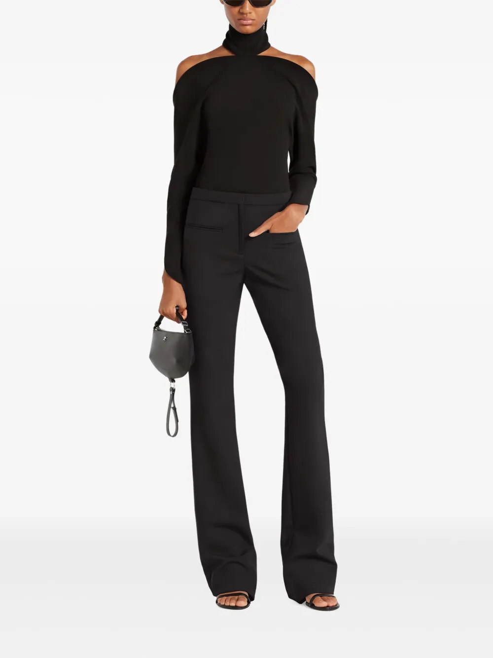 Топ с открытыми плечами и высоким воротником Courrèges, черный
Топ с открытыми плечами и высоким воротником Courrèges, черный