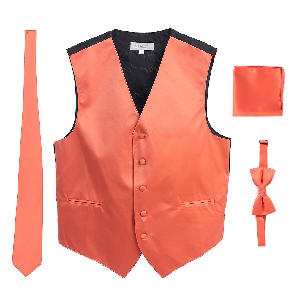 Мужской деловой костюм Gioberti, атласный жилет из 4 предметов, галстук-бабочка и нагрудный платок, коралловый
Мужской деловой костюм Gioberti, атласный жилет из 4 предметов, галстук-бабочка и нагрудный платок, коралловый