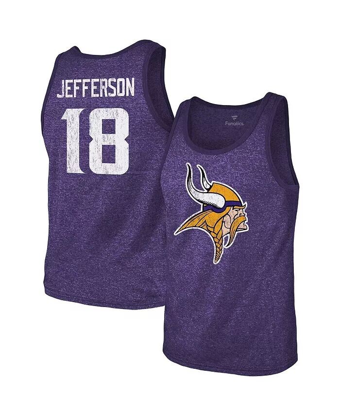 Мужская майка-топ с надписью «Minnesota Vikings» и номером «Justin Jefferson Heathered Purple Tri-Blend» Majestic
Мужская майка-топ с надписью «Minnesota Vikings» и номером «Justin Jefferson Heathered Purple Tri-Blend» Majestic