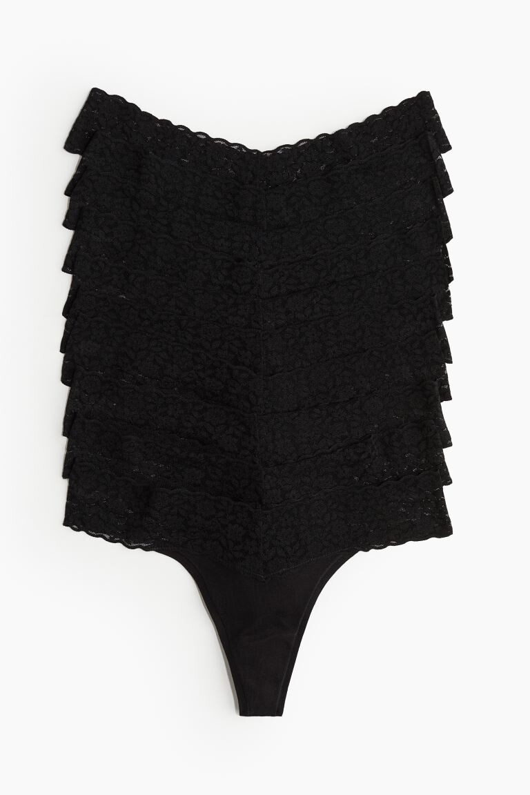 В упаковке 10 кружевных стрингов H&M, черный
В упаковке 10 кружевных стрингов H&M, черный