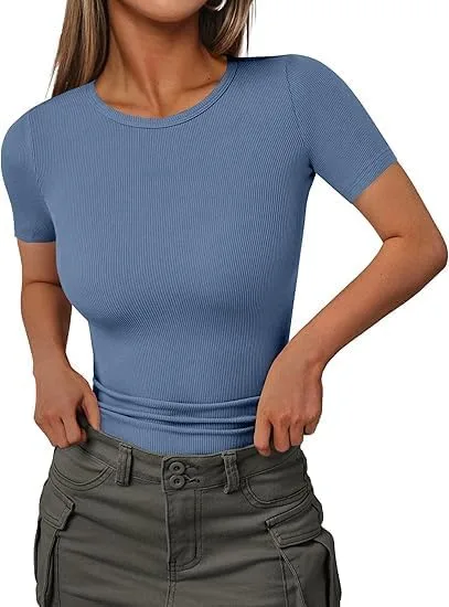 ELESOL Женская футболка с коротким рукавом, легкая, рифленая
ELESOL Женская футболка с коротким рукавом, легкая, рифленая