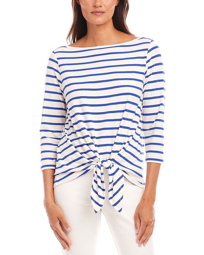 Полосатый топ с завязкой спереди Karen Kane, белый
Полосатый топ с завязкой спереди Karen Kane, белый