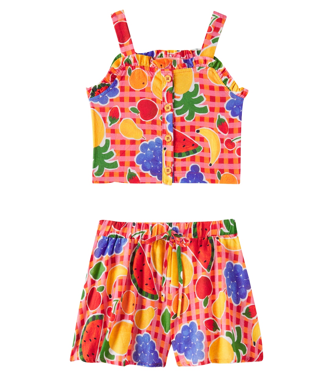 Топ и шорты из хлопка с принтом в клетку гингем Fábula, Est Picnic Fundo Vermelho
Топ и шорты из хлопка с принтом в клетку гингем Fábula, Est Picnic Fundo Vermelho