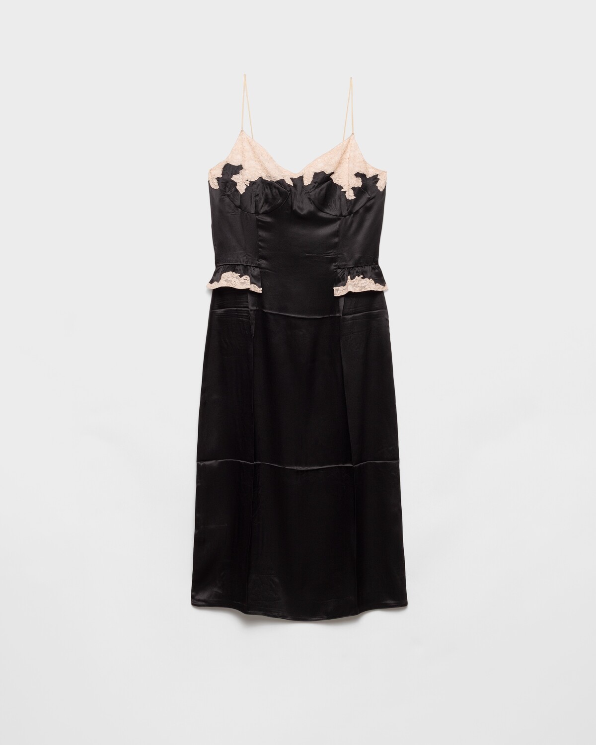 Платье из шелка и кружева Prada, черный
Платье из шелка и кружева Prada, черный