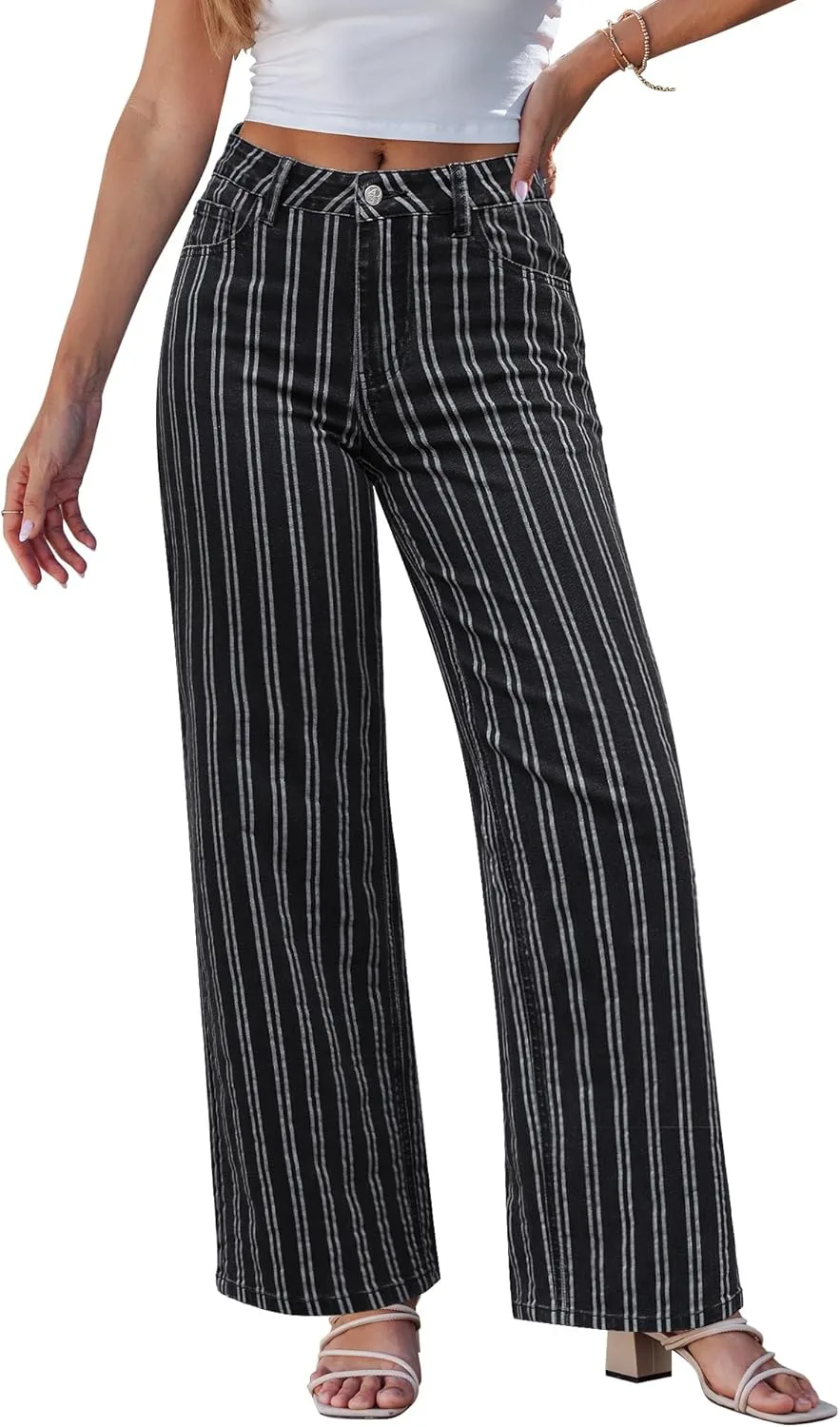 GRAPENT полосатые джинсы для женщин, высокие, широкие
GRAPENT полосатые джинсы для женщин, высокие, широкие