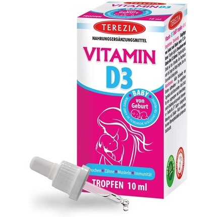 TEREZIA Витамин D3 капли для детей с рождения 400 МЕ 10 мл - Жидкий D3 для поддержки формирования зубов и костей Подходит для детей и кормящих матерей
TEREZIA Витамин D3 капли для детей с рождения 400 МЕ 10 мл - Жидкий D3 для поддержки формирования зубов и костей Подходит для детей и кормящих матерей