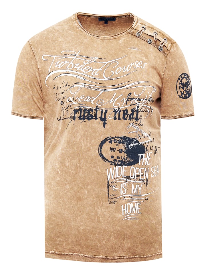 Футболка из масляной ткани с планкой на пуговицах по бокам и принтом верблюжьей шерсти Rusty Neal
Футболка из масляной ткани с планкой на пуговицах по бокам и принтом верблюжьей шерсти Rusty Neal