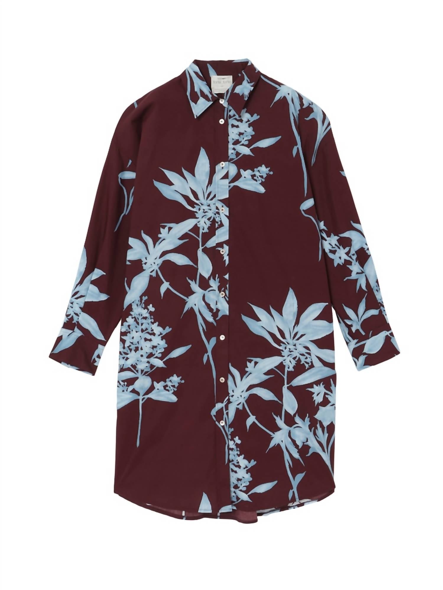 Женская рубашка-платье из поплина с принтом гербария в цвете шоколад Forte forte
Женская рубашка-платье из поплина с принтом гербария в цвете шоколад Forte forte