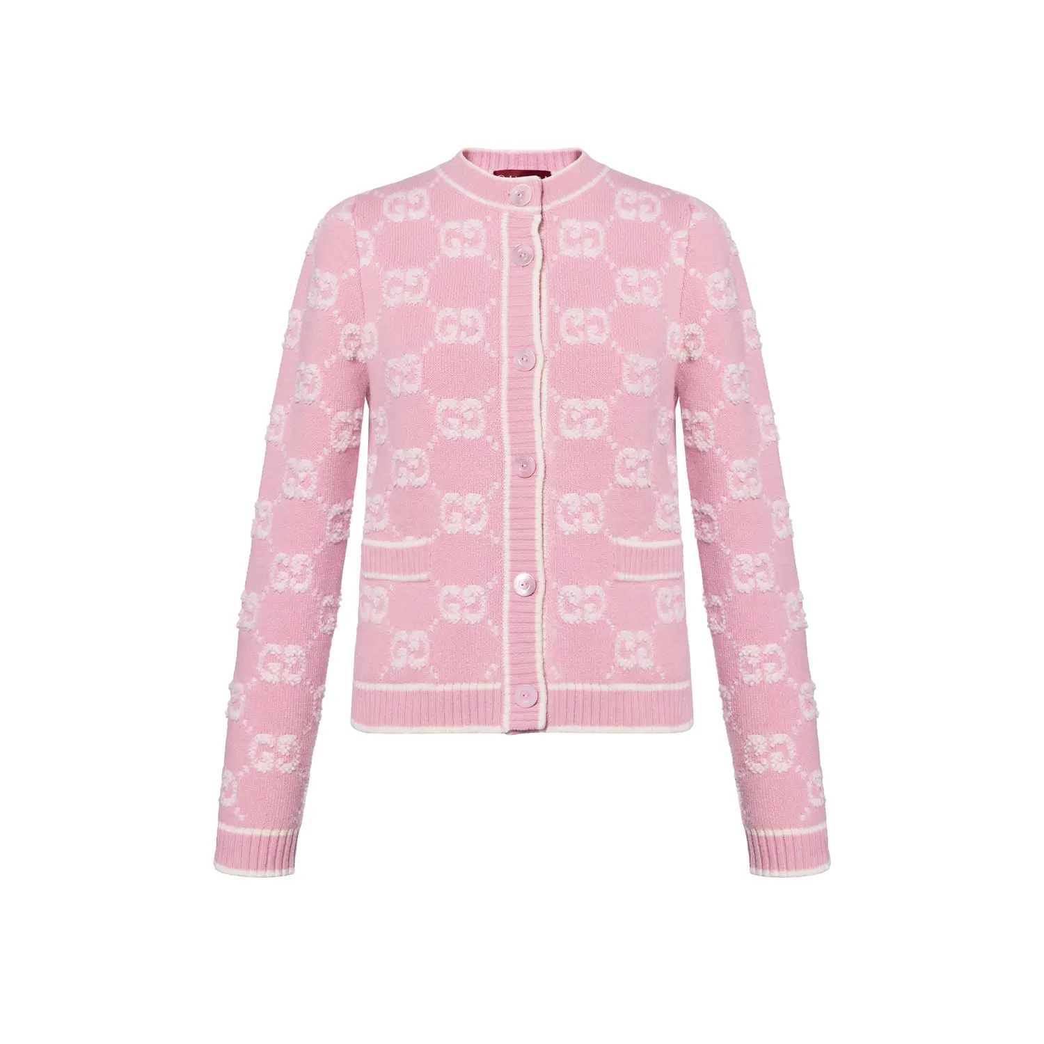 Кардиган с интарсией логотипа на пуговицах GUCCI, розовый
Кардиган с интарсией логотипа на пуговицах GUCCI, розовый