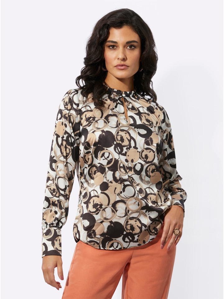 Атласная блузка цвета экрю с черным принтом creation L
Атласная блузка цвета экрю с черным принтом creation L