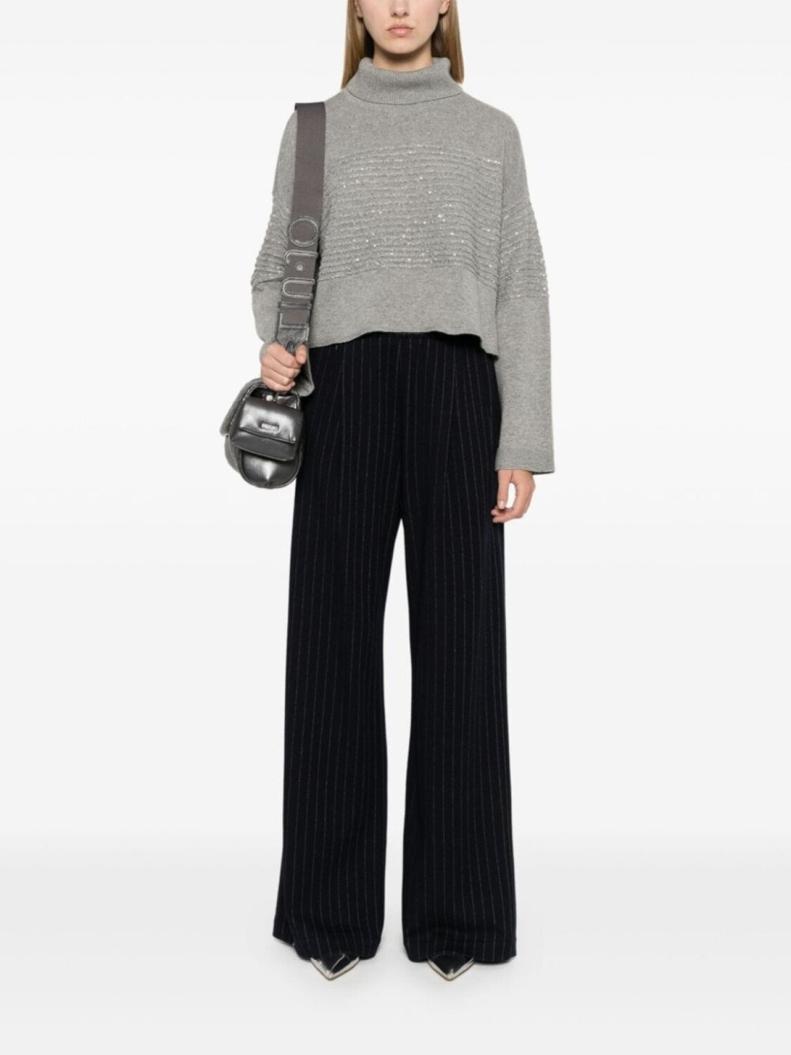 TWINSET джемпер с высоким воротником и пайетками, серый
TWINSET джемпер с высоким воротником и пайетками, серый