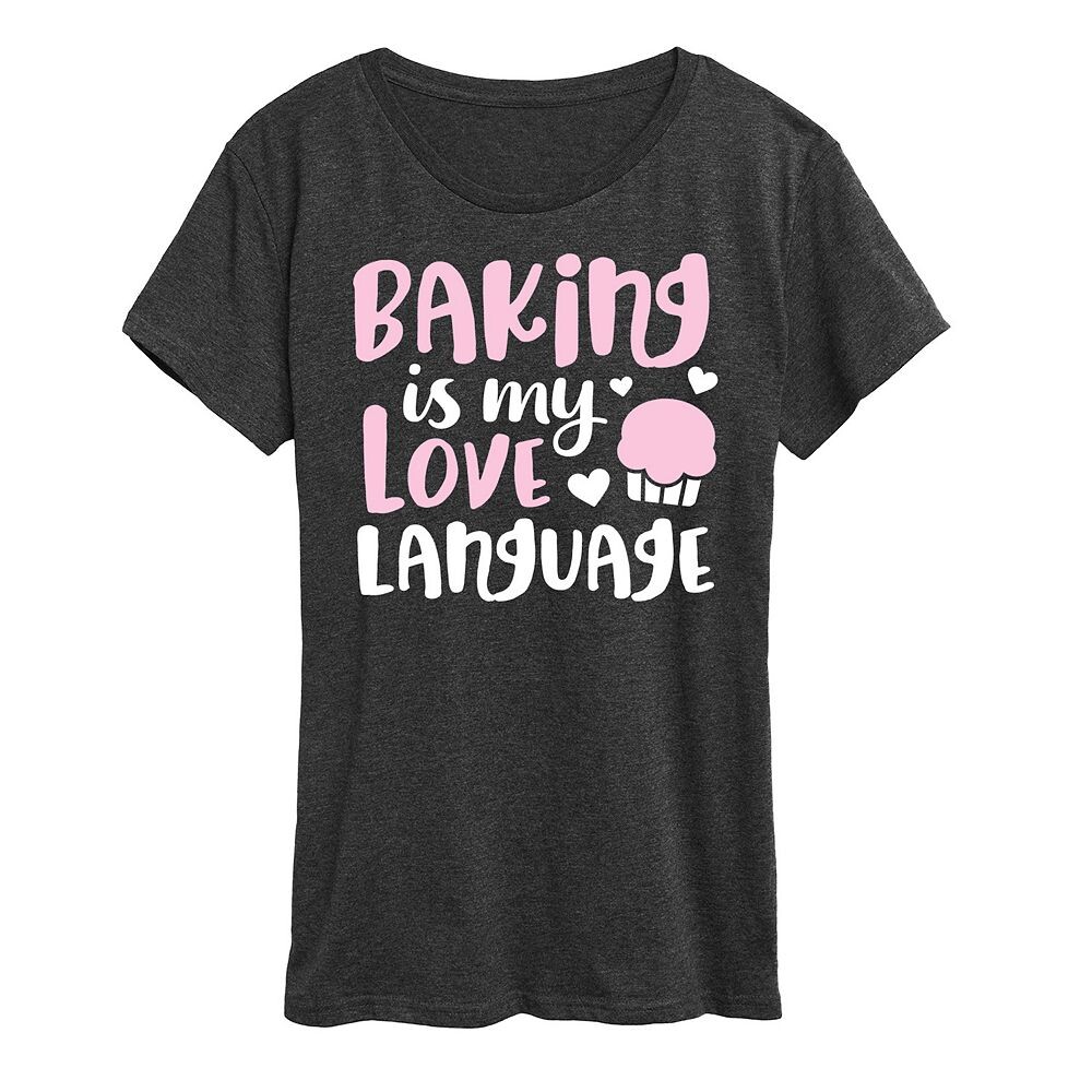 Женская футболка с рисунком Baking Is My Love Language Licensed Character, цвет Heather Charcoal
Женская футболка с рисунком Baking Is My Love Language Licensed Character, цвет Heather Charcoal