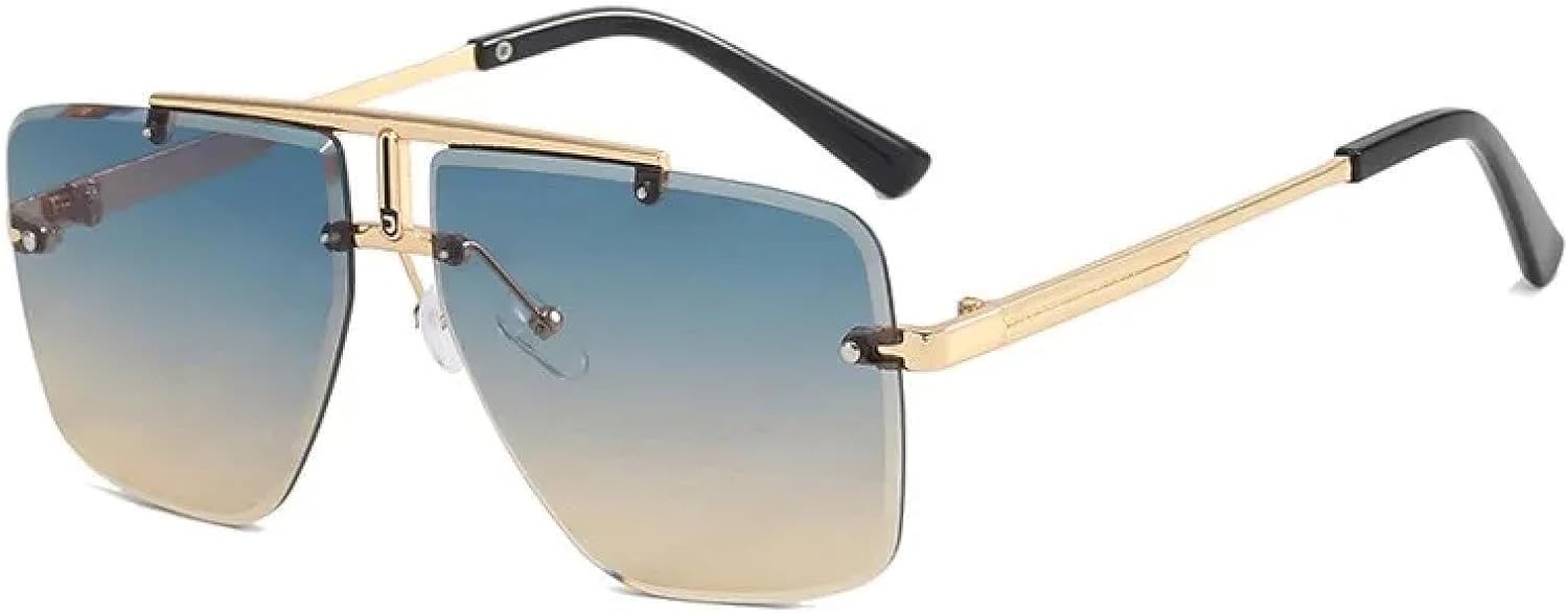 Модные мужские солнцезащитные очки без оправы для женщин, с двойной перемычкой, металлической оправой, для вождения, защита от УФ-излучения UV400 VVTWSSW, Gold Blue Tea
Модные мужские солнцезащитные очки без оправы для женщин, с двойной перемычкой, металлической оправой, для вождения, защита от УФ-излучения UV400 VVTWSSW, Gold Blue Tea