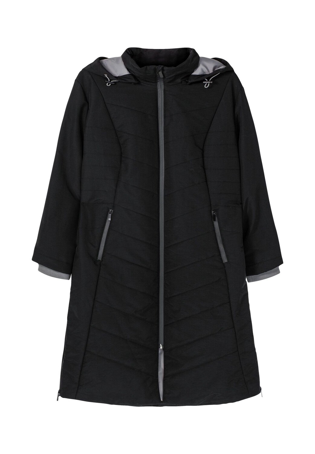 Стеганое пальто с капюшоном на молнии и контрастными деталями sheego, черный
Стеганое пальто с капюшоном на молнии и контрастными деталями sheego, черный