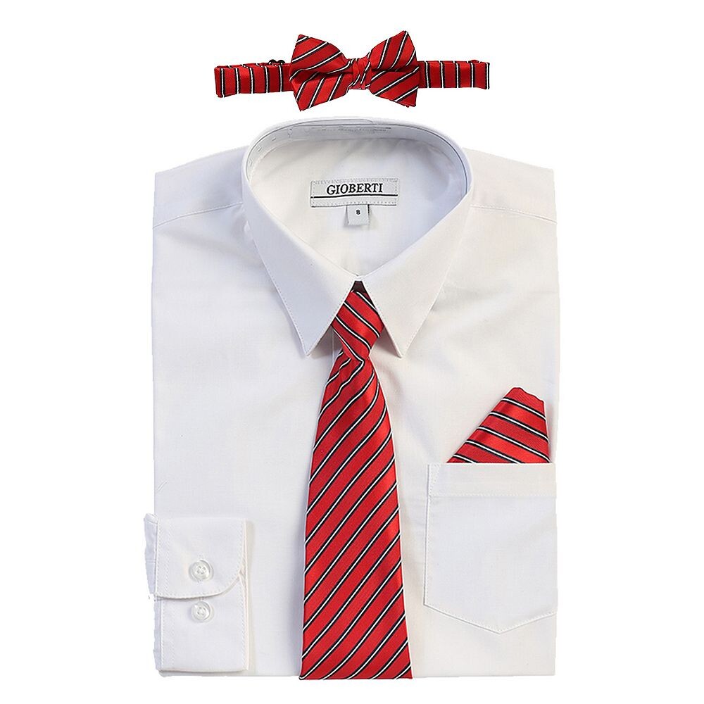 Детская классическая рубашка с длинными рукавами Gioberti + галстук в полоску, галстук-бабочка и носовой платок, белый
Детская классическая рубашка с длинными рукавами Gioberti + галстук в полоску, галстук-бабочка и носовой платок, белый