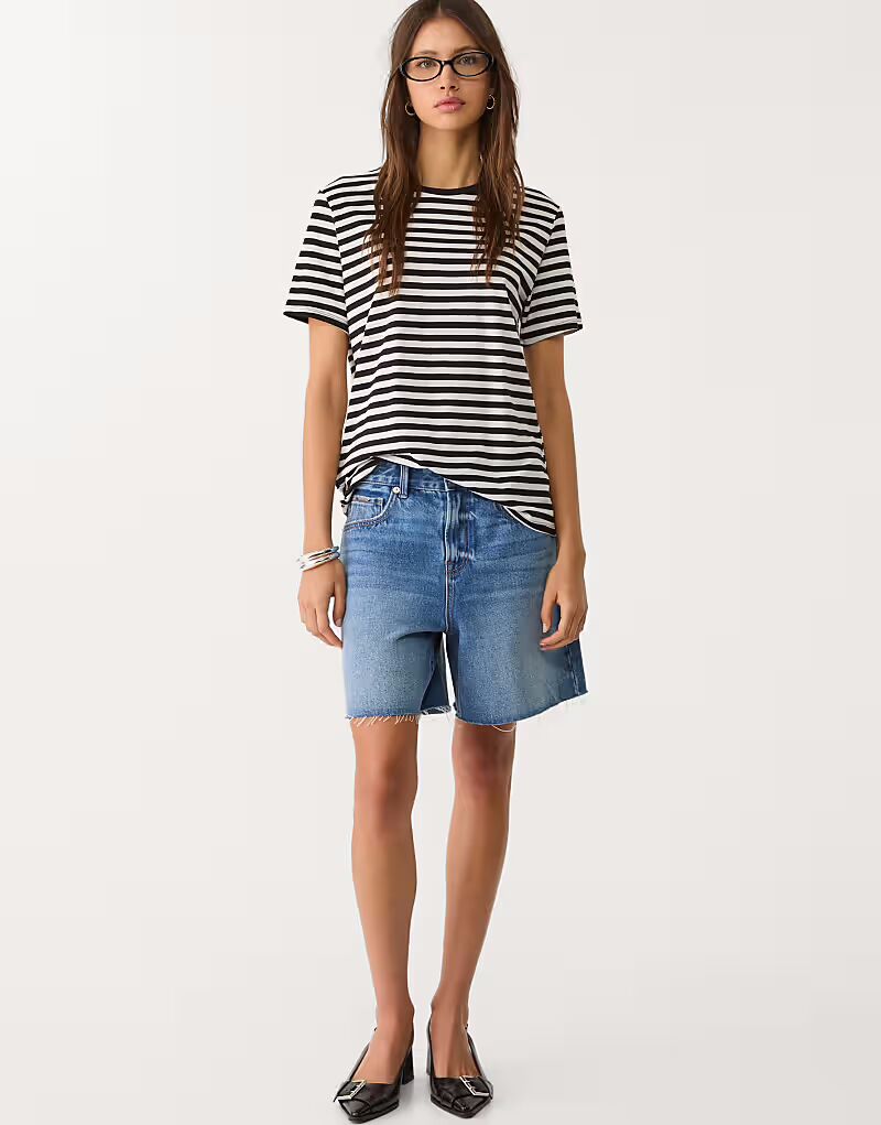 Футболка Stradivarius basic прямого кроя с круглым вырезом в полоску черного цвета
Футболка Stradivarius basic прямого кроя с круглым вырезом в полоску черного цвета