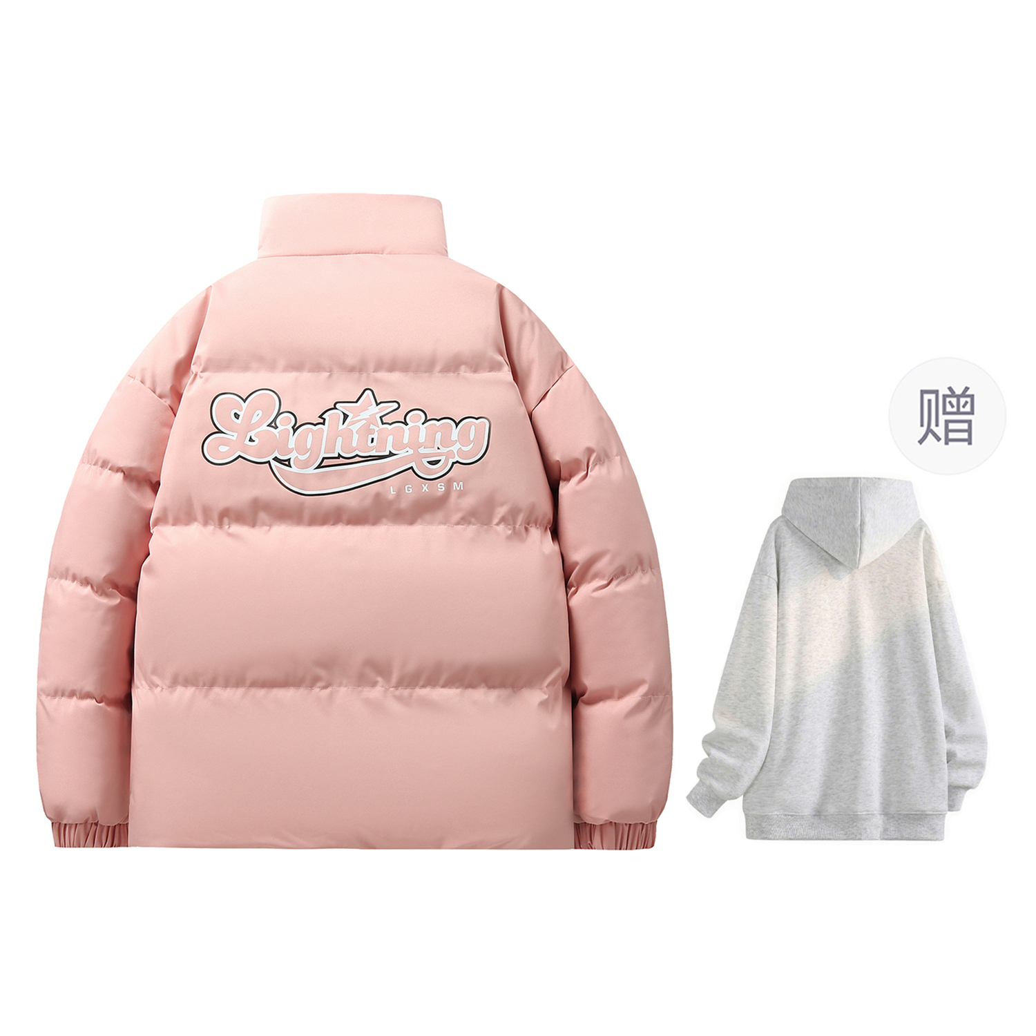 Ретро стиль унисекс стеганая куртка Lightning X Storm, розовый (comes with светло-серый hoodie)
Ретро стиль унисекс стеганая куртка Lightning X Storm, розовый (comes with светло-серый hoodie)