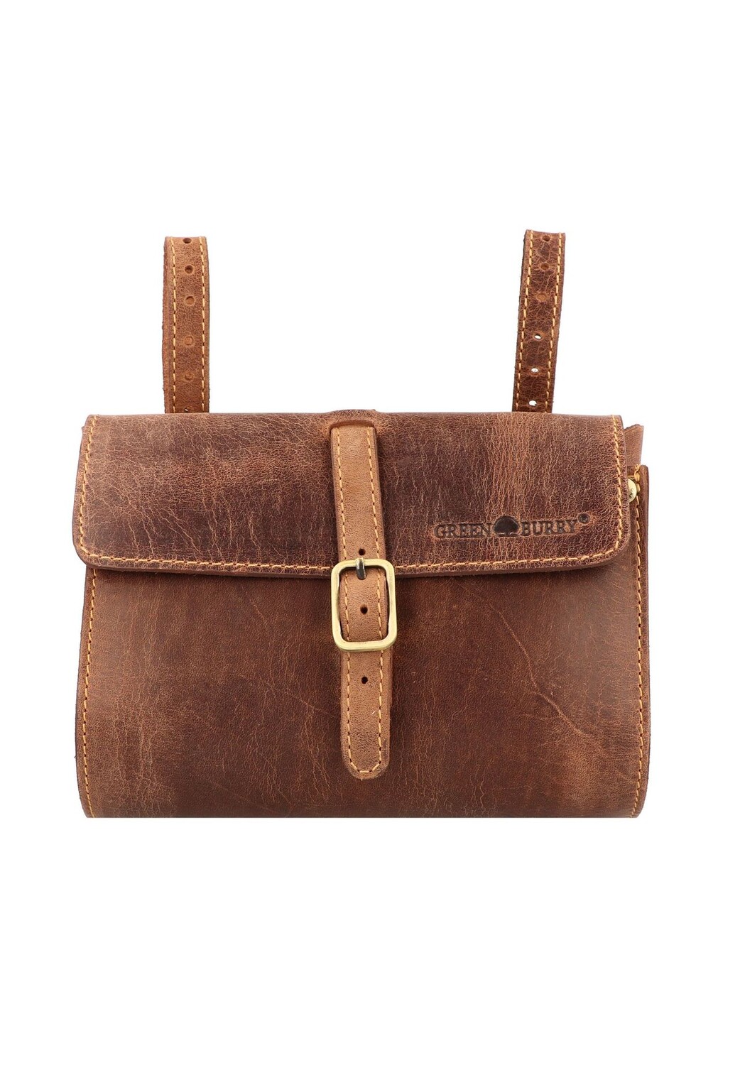 Винтажная велосипедная сумка XL кожаная 20 см Green Burry, коричневый 
Винтажная велосипедная сумка XL кожаная 20 см Green Burry, коричневый