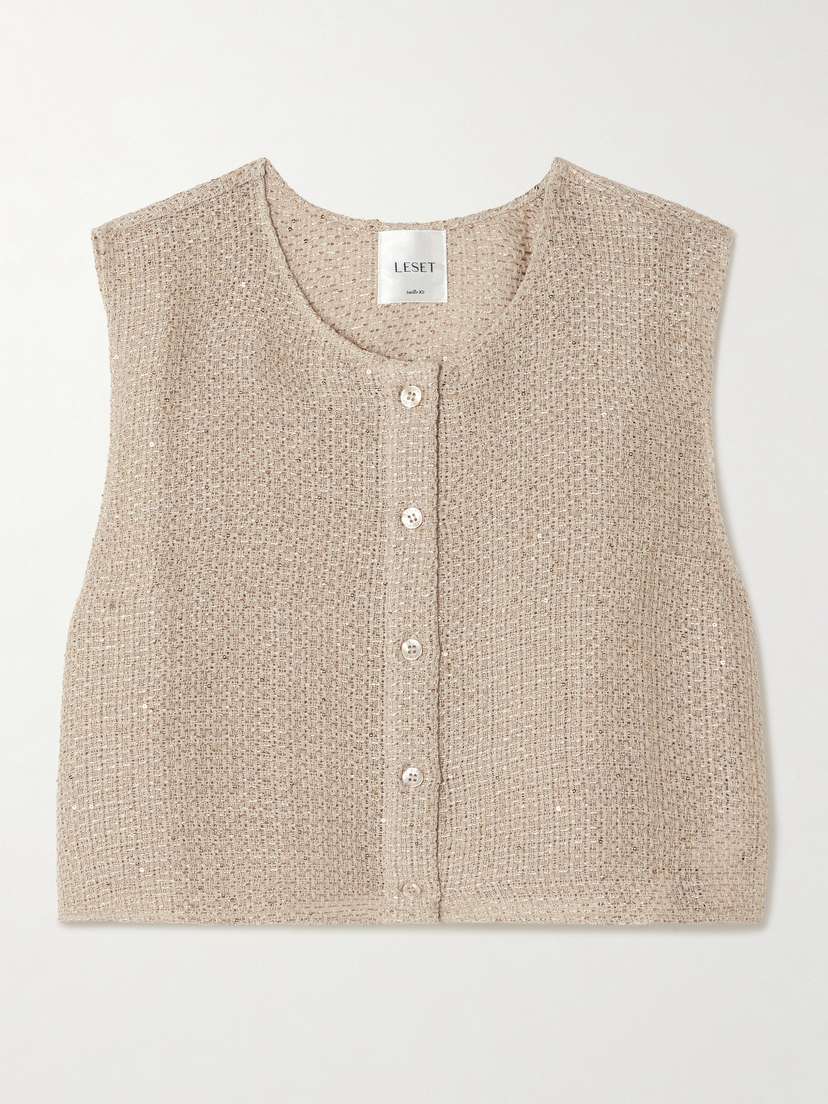 Укороченный жилет Stella из льняной смеси с отделкой из пайеток Leset, желтый
Укороченный жилет Stella из льняной смеси с отделкой из пайеток Leset, желтый