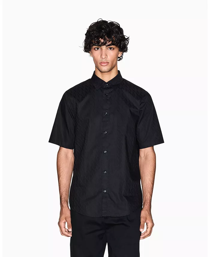 Мужская короткая рубашка из хлопкового жаккарда с плетеным логотипом по всей поверхности A|X Armani Exchange, черный
Мужская короткая рубашка из хлопкового жаккарда с плетеным логотипом по всей поверхности A|X Armani Exchange, черный