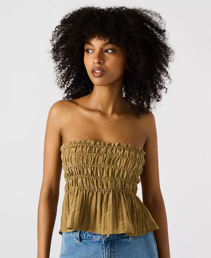 Женский топ Cambria без бретелек с баской и сборками Steve Madden, зеленый
Женский топ Cambria без бретелек с баской и сборками Steve Madden, зеленый