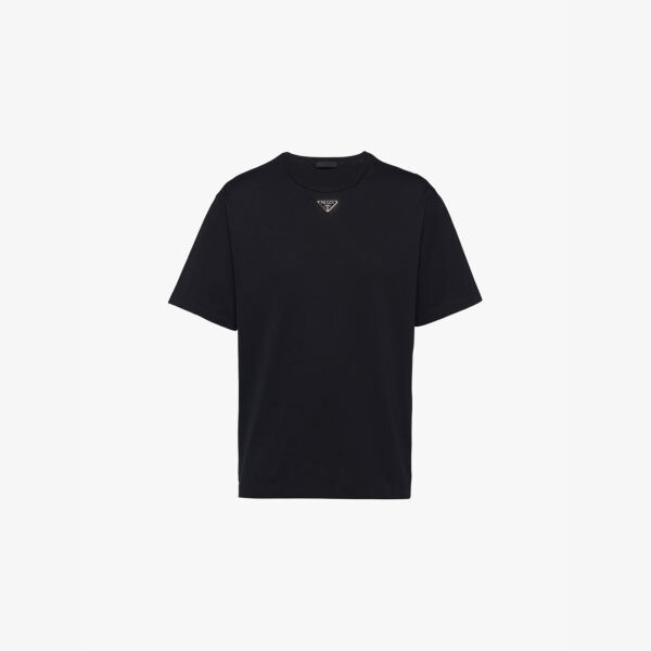 Футболка из хлопкового джерси с короткими рукавами и логотипом Prada, черный
Футболка из хлопкового джерси с короткими рукавами и логотипом Prada, черный